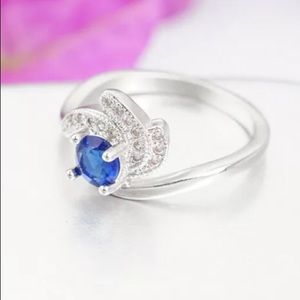 BRAND NEW 14KT/.925 BLUE SAPPHIRE CLAW RING